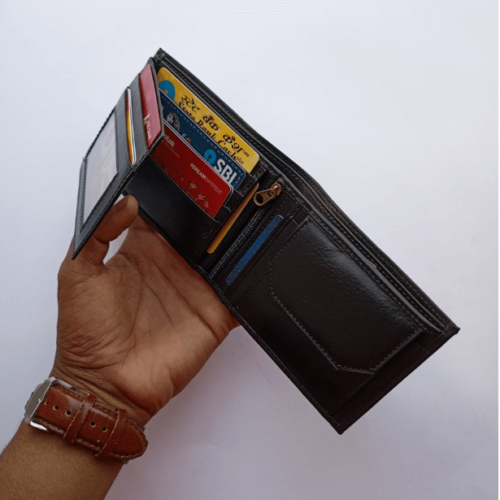 Black Bifold King Real Leather Wallet 1