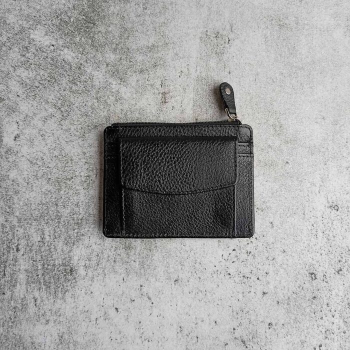 Black Micro Leather Card Holder with Coin Pocket 11