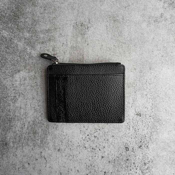 Black Micro Leather Card Holder with Coin Pocket 12