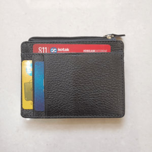 Black Micro Leather Card Holder with Coin Pocket 4