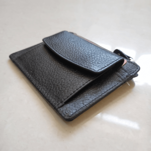 Black Micro Leather Card Holder with Coin Pocket 5