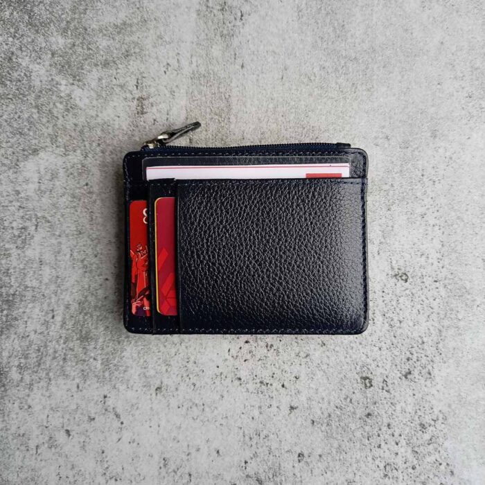 Dark Blue Micro Leather Card Holder with Coin Pocket 13