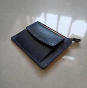 Dark Blue Micro Leather Card Holder with Coin Pocket 6