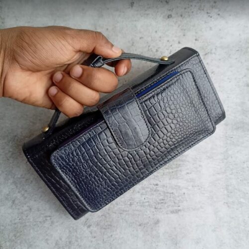 Ladies Leather Clutch Wallet Zip Around Phone Purse Card Holder Organizer with RFID Dark Blue product image 1